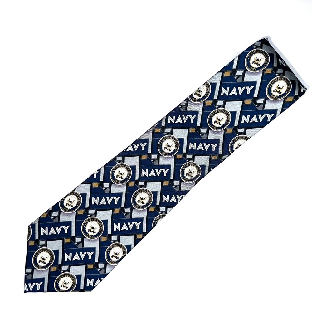 NWT United States Navy Block Pattern Silk Tie